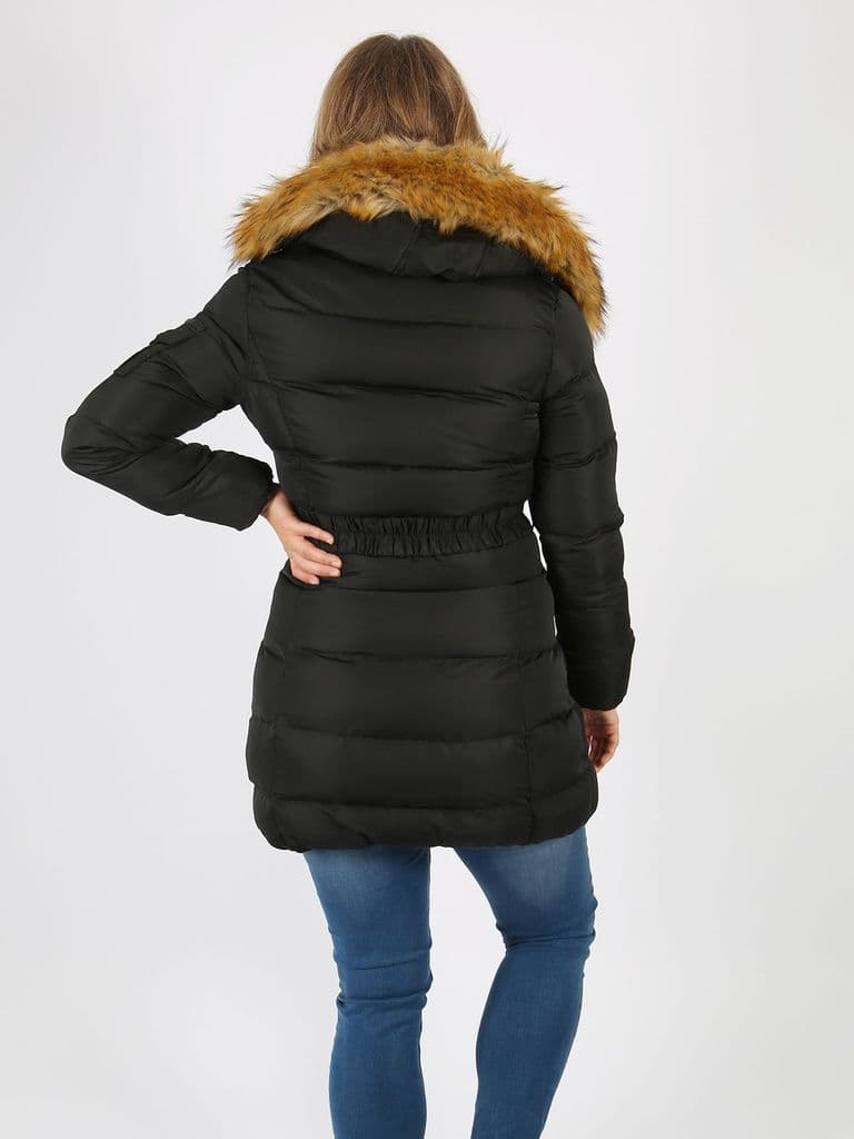 Logo Belt Waisted Long Puffer Beh Ck Black
